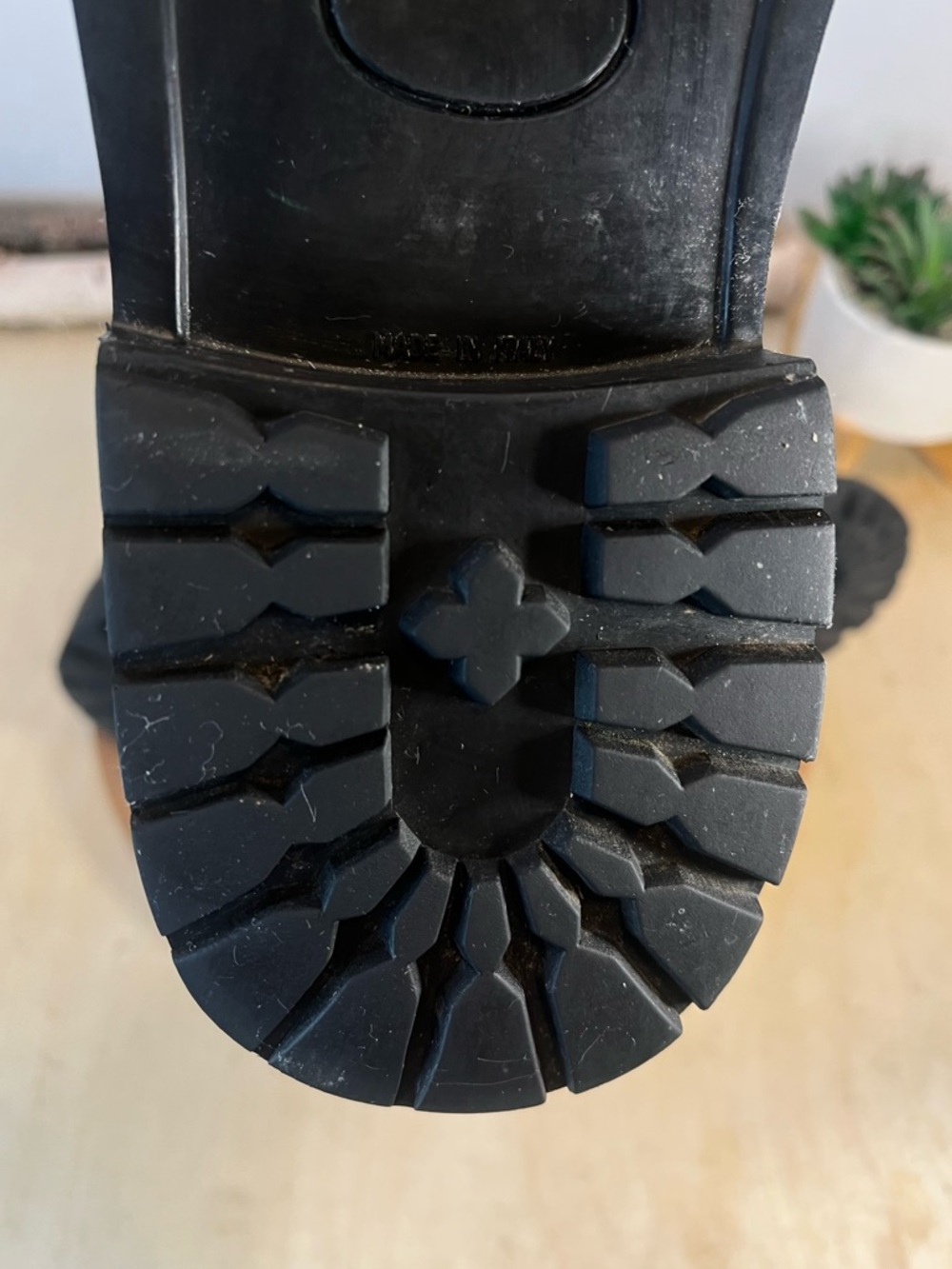 To Boot New York Black Distressed Leather Cap Toe Lug Sole Boots - Men's 10 - Picture 10 of 14
